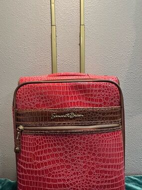Samantha Brown Pink & Brown Croc-Embossed Carry-On